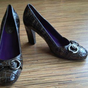 FRANKIE AND DANY Alligator Look Block Heels, 5 1/2